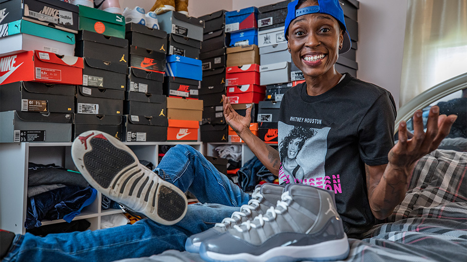 Pa'Trice Frazier with her sneaker collection