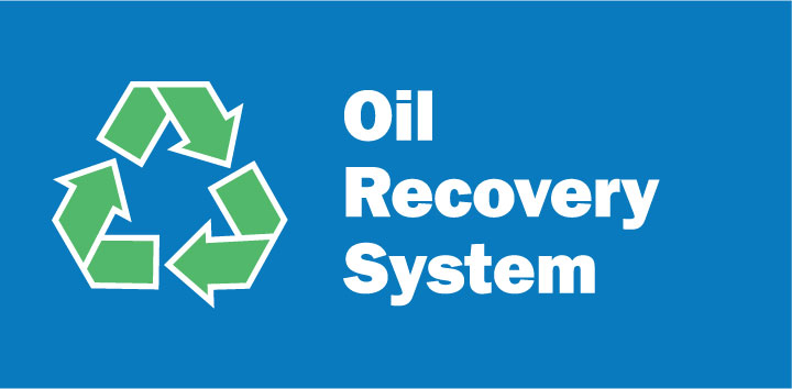 An icon of a recycle symbol to represent "Oil Recovery System"