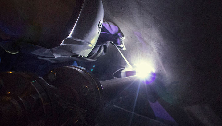 A welder TIG welding