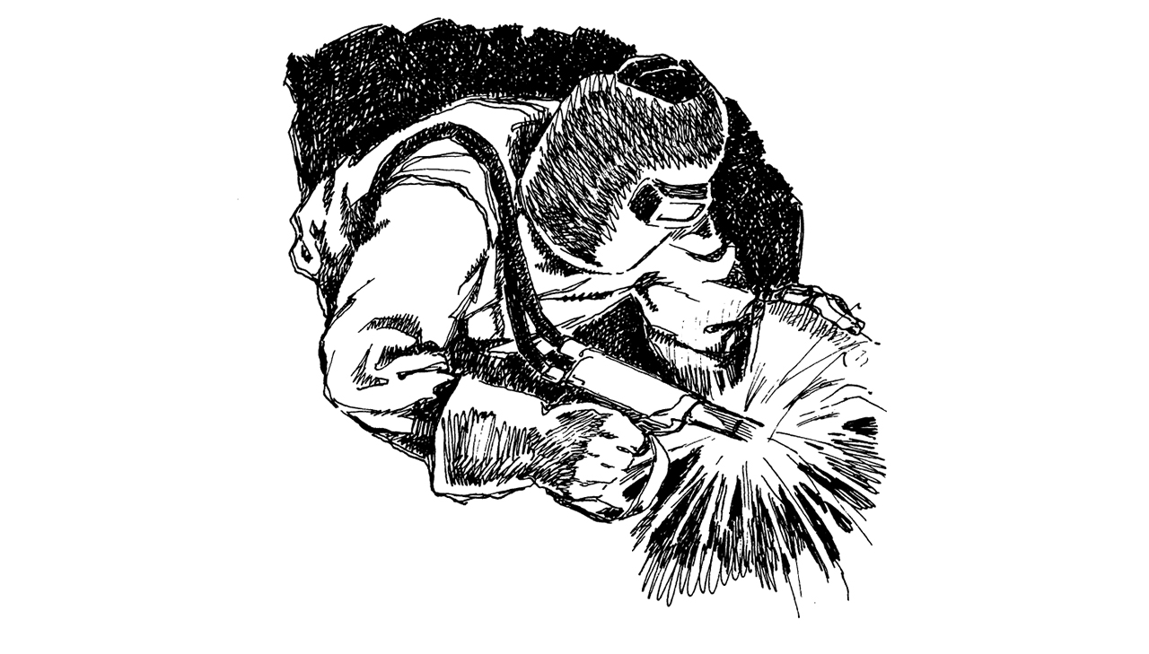 drawing of person welding