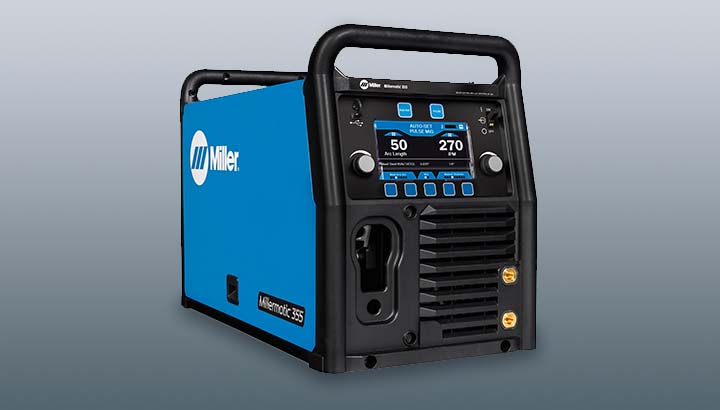 Close up product photo of the Millermatic 355 MIG welder on a white background