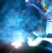 an operator welding 