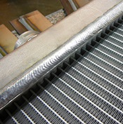 Close-up of an aluminum weld made using AC welding