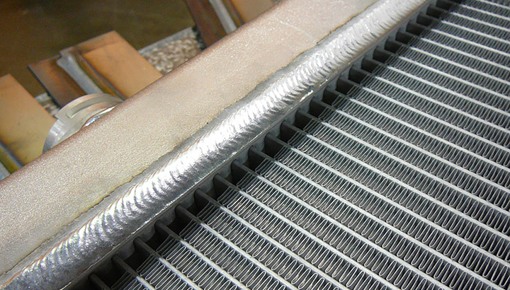 Close-up of an aluminum weld made using AC welding