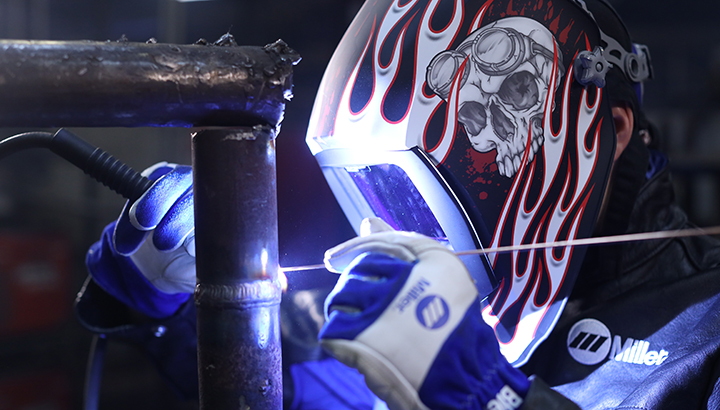 A student TIG welding at Tulsa Welding School