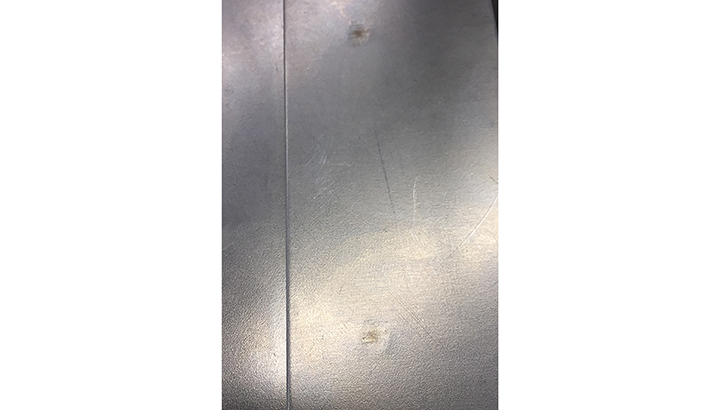 Indentation marks result from resistance spot welding