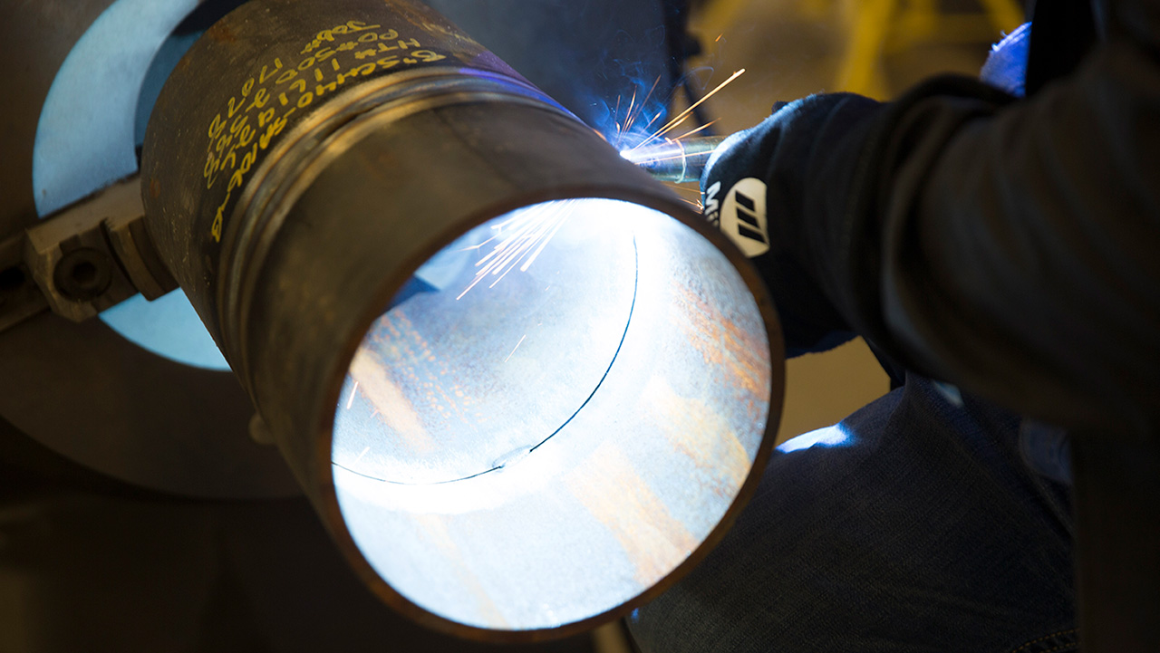 Welding on a pipe