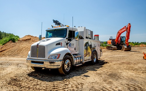 Service truck with an EnPak unit sits on a jobsite