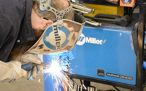Luke Merrill MIG welding using the Multimatic 220 AC/DC