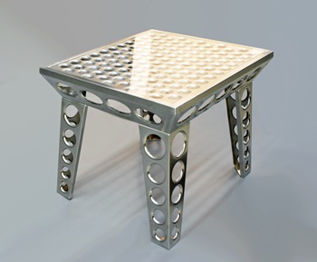 Finished metal end table