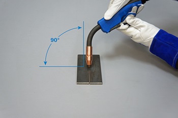 MIG welding gun at 90 degree angle