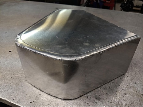 aluminum fuel tank with tack welds