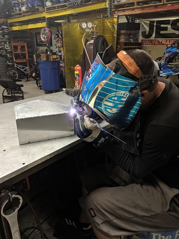 tig welding an aluminum fuel tank