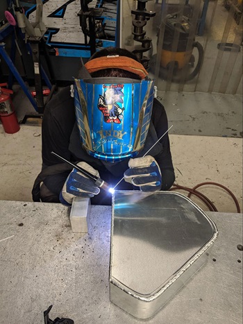 TIG welding an aluminum fuel tank