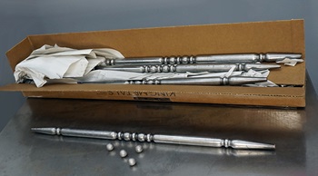shaped steel balusters in a box