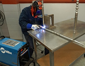 TIG welding a steel stocking holder stand