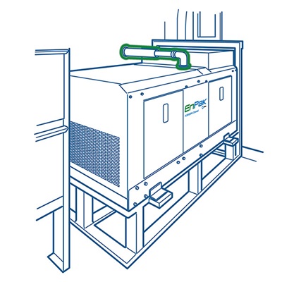 Graphic illustration showing an all-in-one power system installed in an enclosed truck