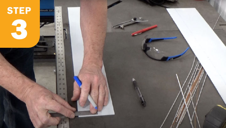Welder marking measurement on sheet metal
