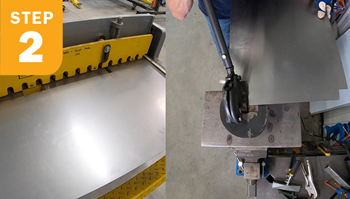 two closeup images of cutting metal side by side