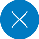 White illustration of an x inside of a blue circle