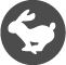 Grey icon of a rabbit running