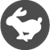 Grey icon of a rabbit running