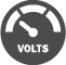 Grey icon of an odometer that measures volts