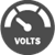 Grey icon of an odometer that measures volts