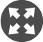 Grey icon of four arrows expanding outwards in different directions