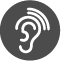 Grey icon of an ear