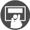Grey icon of a hand adjusting a remote panel