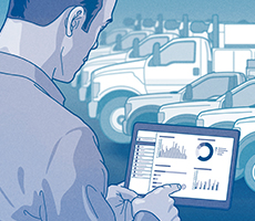 Illustration of a fleet manager using a tablet