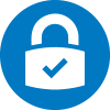 Illustrated icon of a lock with a checkmark