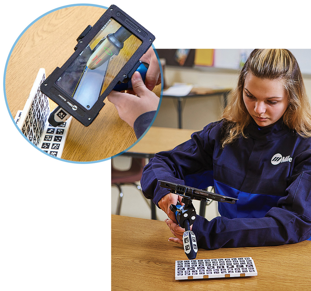 a student using the mobile arc in a classroom