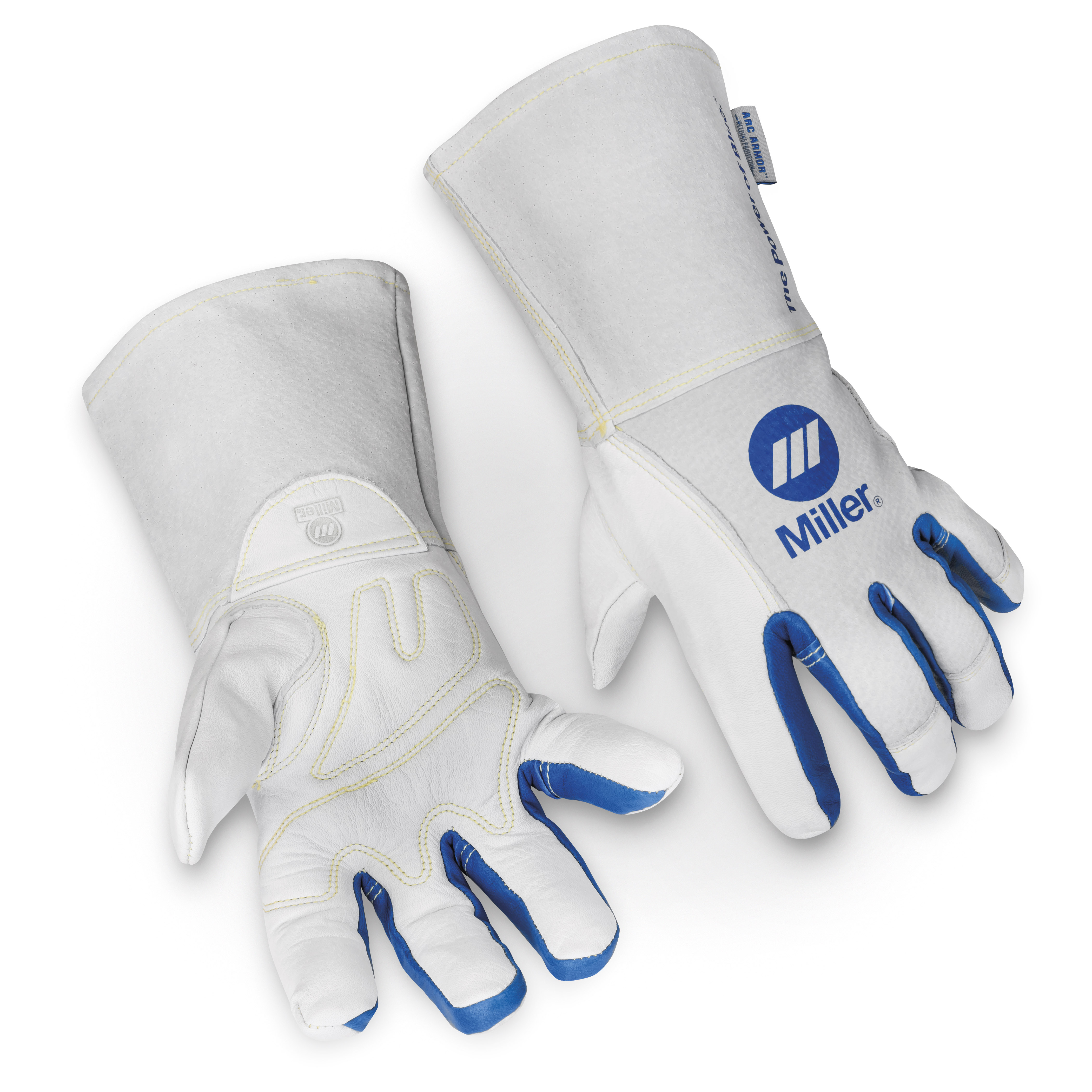 1 Pair RADNOR X-Large 13 1/4 Navy Blue and White Premium Top Grain Cowhide Fleece Lined MIG Welders Gloves