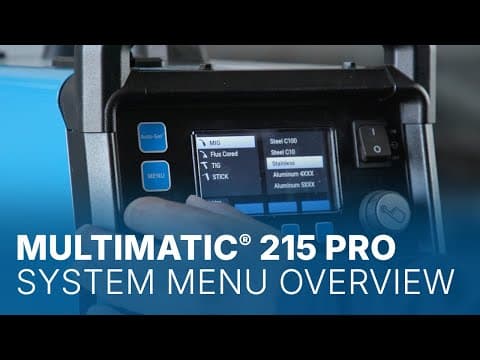 Multimatic® 215 PRO System Menu and Software Settings